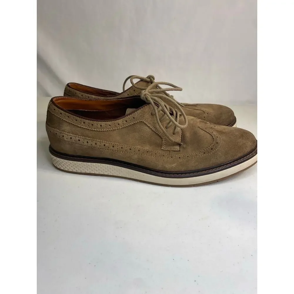 Mens Vince Camuto Brown Suede Wingtip Oxford Dress Shoes VY-EDWYN Size 12 Laces
